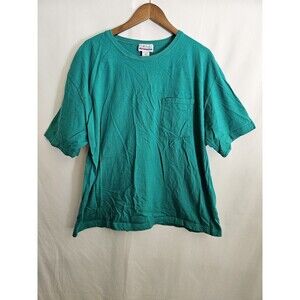 Just My Size by Christian Woman 3X Teal Green Pocket T-Shirt 100% Cotton